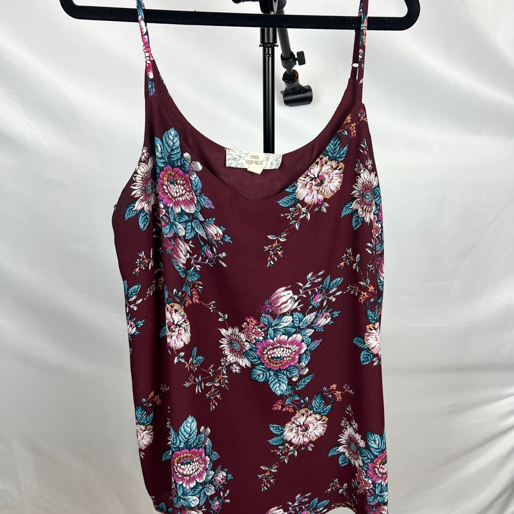 Pink Republic Burgundy Floral Spaghetti Strap Cami